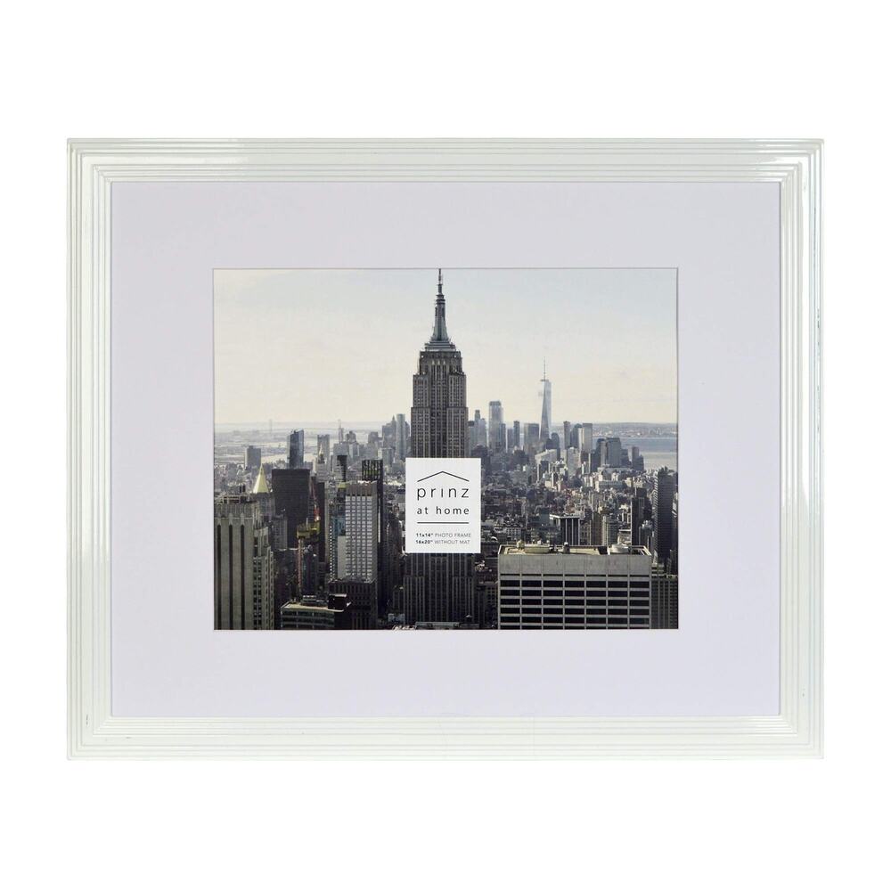 Prinz Midtown High 22x18” Gloss Molded Elegant Modern Frame, White,11x14" photo